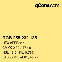 Color code: RGB 255 232 135 | qconv.com