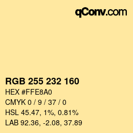 Color code: RGB 255 232 160 | qconv.com
