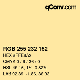 Color code: RGB 255 232 162 | qconv.com