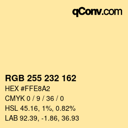 カラーコード: RGB 255 232 162 | qconv.com