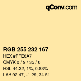 Color code: RGB 255 232 167 | qconv.com