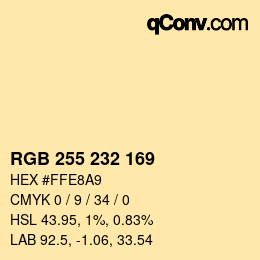 カラーコード: RGB 255 232 169 | qconv.com