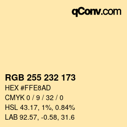 Color code: RGB 255 232 173 | qconv.com