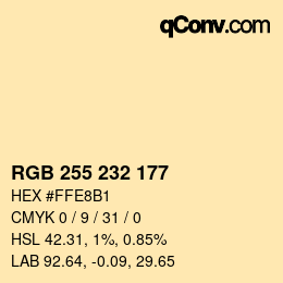 Color code: RGB 255 232 177 | qconv.com