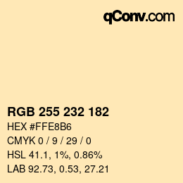 Color code: RGB 255 232 182 | qconv.com