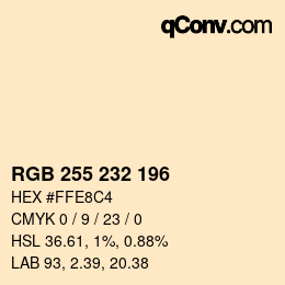 Color code: RGB 255 232 196 | qconv.com