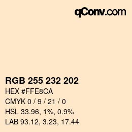 颜色代码: RGB 255 232 202 | qconv.com