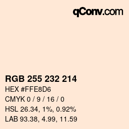 Color code: RGB 255 232 214 | qconv.com