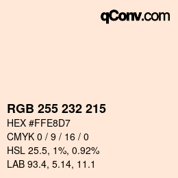 Code couleur: RGB 255 232 215 | qconv.com