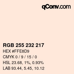 Color code: RGB 255 232 217 | qconv.com