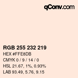 カラーコード: RGB 255 232 219 | qconv.com