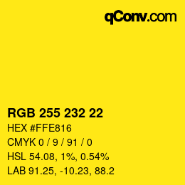 颜色代码: RGB 255 232 22 | qconv.com