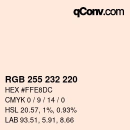 Color code: RGB 255 232 220 | qconv.com