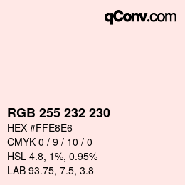 Color code: RGB 255 232 230 | qconv.com