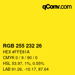 Color code: RGB 255 232 26 | qconv.com