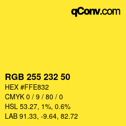 Color code: RGB 255 232 50 | qconv.com