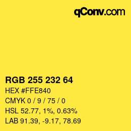 カラーコード: RGB 255 232 64 | qconv.com