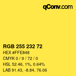 Color code: RGB 255 232 72 | qconv.com