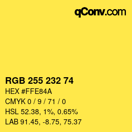 カラーコード: RGB 255 232 74 | qconv.com