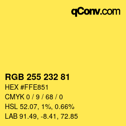 Color code: RGB 255 232 81 | qconv.com