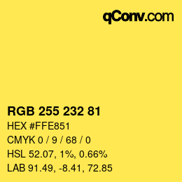 カラーコード: RGB 255 232 81 | qconv.com