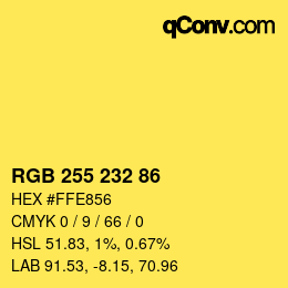 Color code: RGB 255 232 86 | qconv.com