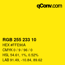 Color code: RGB 255 233 10 | qconv.com