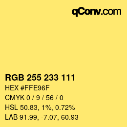 Color code: RGB 255 233 111 | qconv.com