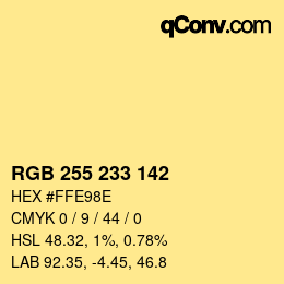 Color code: RGB 255 233 142 | qconv.com