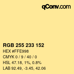 Color code: RGB 255 233 152 | qconv.com