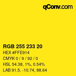 Color code: RGB 255 233 20 | qconv.com