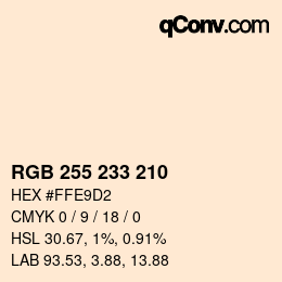 Color code: RGB 255 233 210 | qconv.com