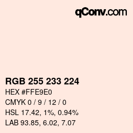 Color code: RGB 255 233 224 | qconv.com
