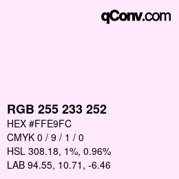 Color code: RGB 255 233 252 | qconv.com