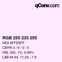 Color code: RGB 255 233 255 | qconv.com