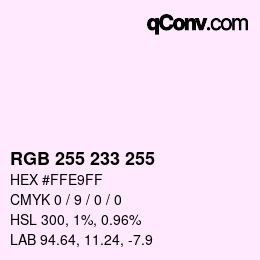 Color code: RGB 255 233 255 | qconv.com