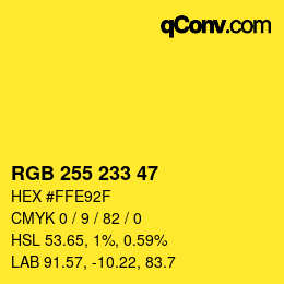 Color code: RGB 255 233 47 | qconv.com