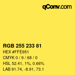 Color code: RGB 255 233 81 | qconv.com