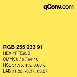 Color code: RGB 255 233 91 | qconv.com