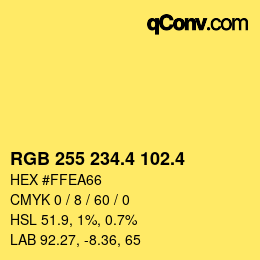 カラーコード: RGB 255 234.4 102.4 | qconv.com