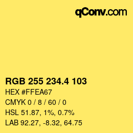 カラーコード: RGB 255 234.4 103 | qconv.com
