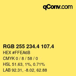 カラーコード: RGB 255 234.4 107.4 | qconv.com
