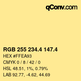 カラーコード: RGB 255 234.4 147.4 | qconv.com