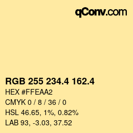 カラーコード: RGB 255 234.4 162.4 | qconv.com
