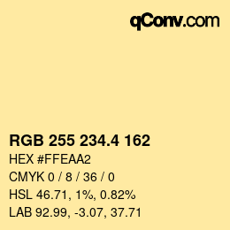 カラーコード: RGB 255 234.4 162 | qconv.com