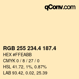 カラーコード: RGB 255 234.4 187.4 | qconv.com