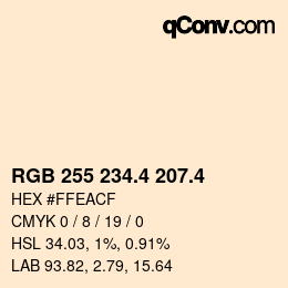 カラーコード: RGB 255 234.4 207.4 | qconv.com