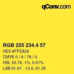 カラーコード: RGB 255 234.4 57 | qconv.com