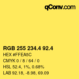 カラーコード: RGB 255 234.4 92.4 | qconv.com