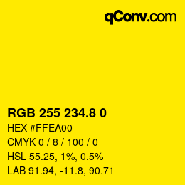カラーコード: RGB 255 234.8 0 | qconv.com